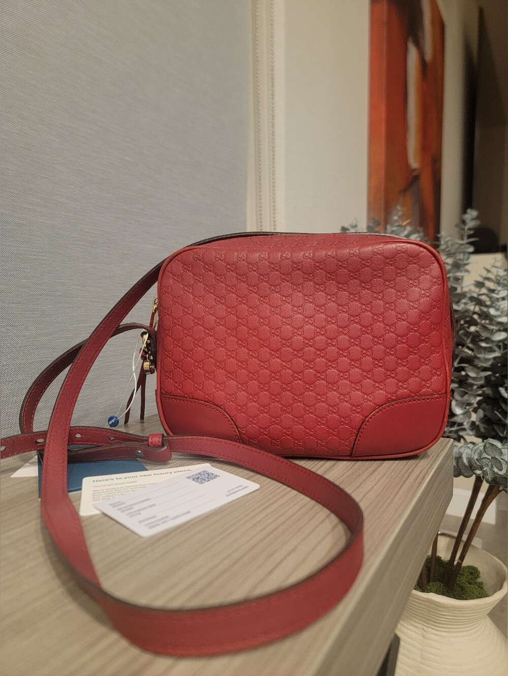 Authentic Gucci Red Microguccissima Crossbody Bag